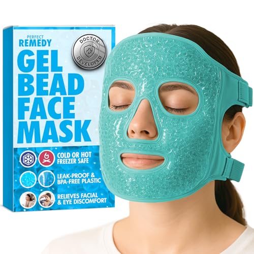 Perfect Remedy Face Ice Pack, Reusable Hot & Cold Ice Face Mask, Gel Compress for Helping with Puffy Eyes and aiding in Conditions of Swelling, Facial Spa Cooling Mask for Women and Men (Green) - color: Green