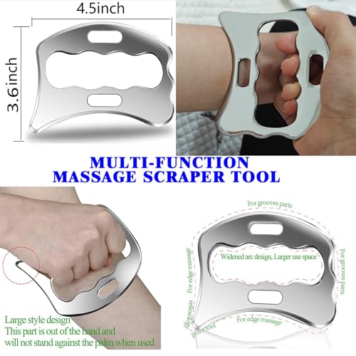 Stainless Steel Muscle Scraper Tool Set, 3-Piece IASTM Physical Therapy Massage Tools for Myofascial Release and Muscle Recovery 14inch Long bar(Double Edge) - style: Robulove-D2