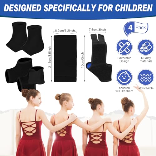 Tarpop 2 Pairs Kids Ankle Brace, Compression Sleeves, M+S, Black - color: Black, size: Small,Medium