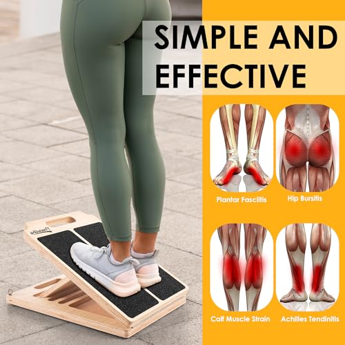 Wooden Slant Board for Calf Stretching,Adjustabl