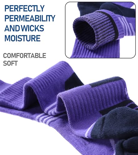 FNOVCO Women's Hiking Walking Running Crew Socks Thick Cushioned Athletic Compression Socks 5 Pairs - color: Multicolor 03, size: 9-11