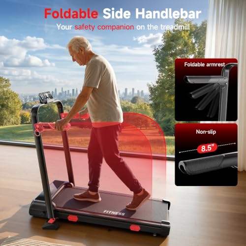 RHYTHM FUN 16% Incline Walking Pad Treadmill with Handles, 6.2MPH, Foldable