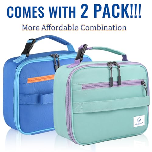 Genteen Kids Insulated Lunch Box for Boys Girls,2 Packs,Back to School - color: B-2pk Blue+Light Green
