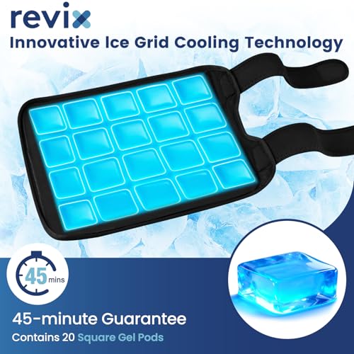 REVIX 2 Packs Knee Ice Pack Wrap, 45-Minute Long Lasting Ice Pack for Knee with Ice Grid Gel Design and REVIX Ice Packs for Injuries Reusable, 2 Packs Hot and Cold Pack with Adjustable Strap