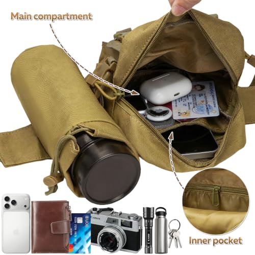 Fanny Pack Waist Bag with Water Bottle Holder Detachable for Men Women, Crossbody Hiking Waist Pack with 5 Pockets, Running Travel Dog Walking Workout Cycling Outdoor Fishing Hip Belt Bag- Mud - color: Mud - Bottle Holder