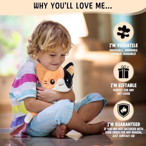 Calico Cat Microwavable 1.5 lbs Unscented Heating Pad for Women and Kids- Cute Soft Cozy Pillow Plush Heatable Warm Stuffed Animals - Kawaii Hot and Cold Plushie - Calico Cat Gifts for Girls and Women - color: Calico Cat