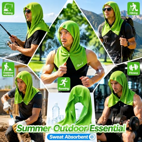 2 pcs Cooling Hoodie Towel - Instant Evaporative Chilly Head Towel, Hooded Cooling Towel for Hard Hat, Outdoor Work, Construction, Sports, Hiking, Camping, Migraine Relief
