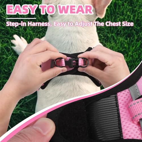 PUPTECK Dog Harness Small Sized Dog, Step in Adjustable Reflective Dog Vest Harness Escape Proof, No Pull Soft Padded Harness Easy Control, Pink, XS - color: Pink, size: XS (CHEST: 11.5"-16")