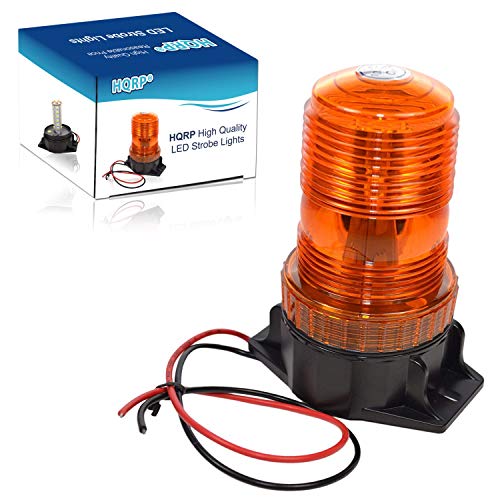 HQRP 360 Degrees 12-100V 30-LED Strobe Light Amber Mini Beacon for Safety Work & Maximum Visibility Truck, Heavy Vehicle, Forklift, Tractor, Golf Cart, Postal Car, Snow Plow etc. - size: Permanent Mount
