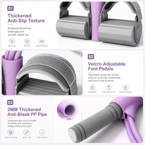 Adjustable Foot Pedal Resistance Bands with Handles - color: Purple
