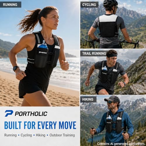 Running Vest for Women Men with 500ml Water Bottle |Adjustable Hydration Vest with Water Bladder |Reflective |Lightweight |Muti-Pockets - color: Black (500ml Water Bottle)