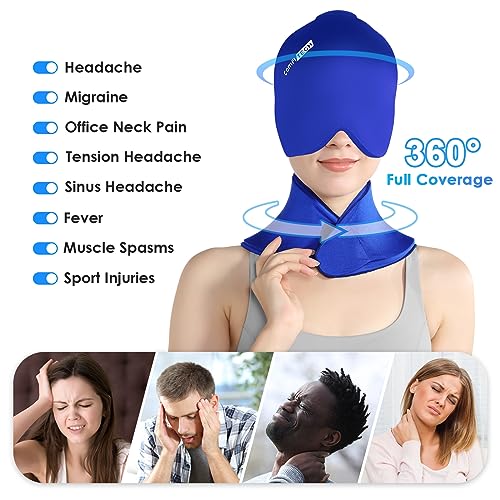 Comfitech Ankle Ice Pack Wrap for Swelling, Injuries Reusable Gel Heel Ice Pack for Foot Ankle Sprain Relief & Migraine Headache Relief Cap & Neck Ice Pack Wrap Gel, Ice Cap for Headaches Cervical