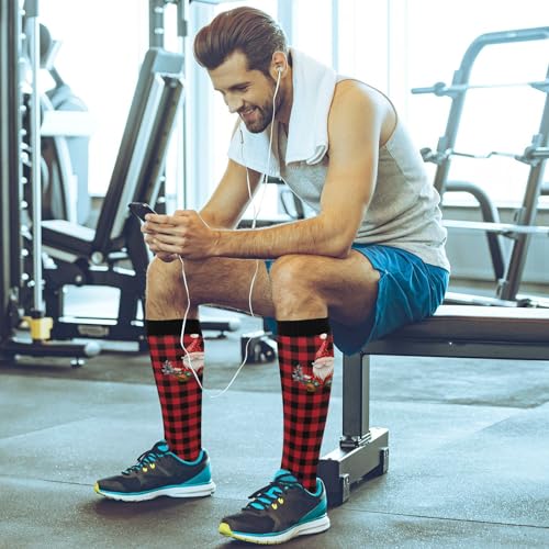 Wusikd Heartbeat Symbol Compression Socks for Women and Men Circulation Black Long Socks for Athletic Running 1 - color: Christmas Gnomes