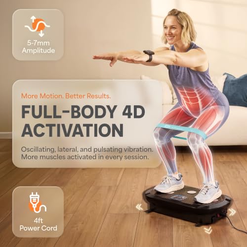 Lifepro Rumblex 4D Vibration Plate Exercise Machine with 7 Training Modes - color: Black, size: Plus Mini