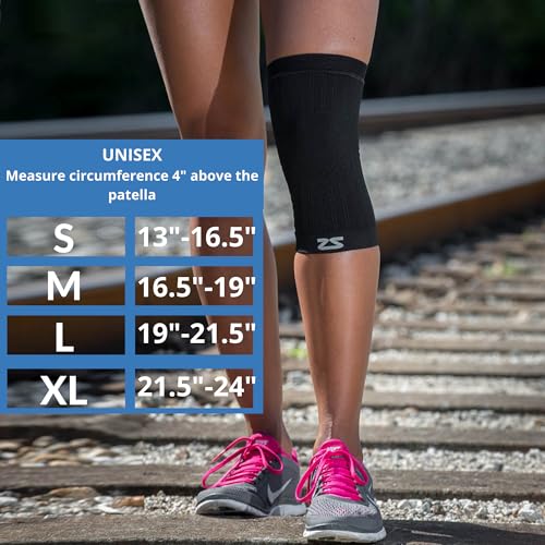 Zensah Compression Knee Sleeve - Knee Brace to Relieve Knee Pain and Treat Runners Knee for Men and Women - color: Heather Grey, size: Medium