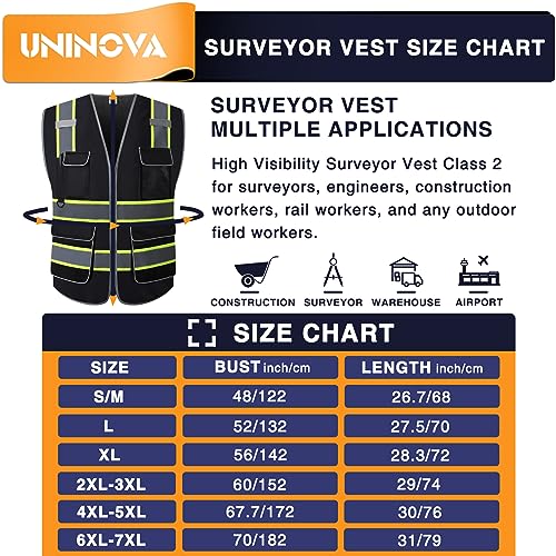 High Visibility Safety Vest - Multi Pockets Reflective Mesh Breathable Workwear, ANSI/ISEA Standards (4X-5X, Black Mesh-02) - color: Black Mesh-02, size: 4X-5X