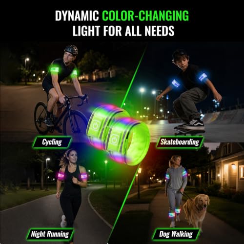 Rechargeable LED Armband 2-Pack, Running Lights for Runners