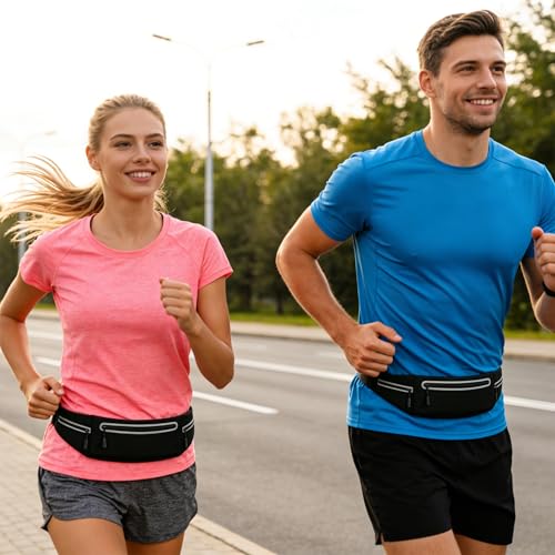Slim Running Belt for Women Men,Phone Holder Waist Pack,Runners Fanny Pack - color: Drak Black