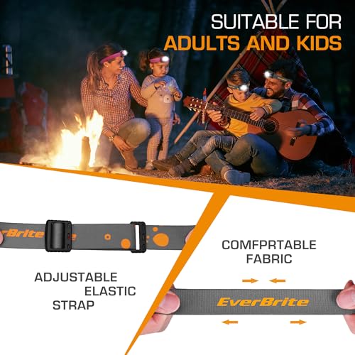 EverBrite Rechargeable Headlamp, 2 Pack Head Lamp for Kids & Adults - color: Pure Transparent