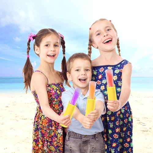 JANYUN 24 Pack Yellow Popsicle Bags Ice Pop Sleeves Antifreezing Holder - color: Yellow