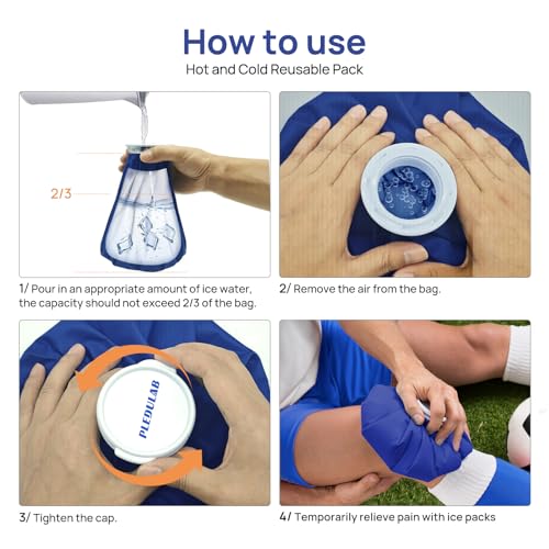 Pledulab Ice Bag for Injuries, 3 Pack (6"/9"/11") Reusable Hot & Cold Therapy Pack, No-Leak Screw Cap for Sports Injuries, Pain Relief, Swelling, Headaches - size: 6, 9, 11 Inch Set