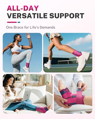 Ankle Brace for Men Women with Removable Side Splints Figure 8 Strap - color: Rose, size: L