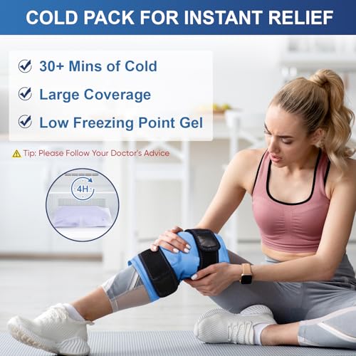 APEXUP Ice Pack for Knee Pain Relief, Large Reusable Wrap After Surgery, Flexible Gel Cold Pack for Injuries, Pain Relief for Back, Shoulder, Elbow, Ankle and Leg (Blue, L, 1PK) - size: Large-1PK, style: Blue