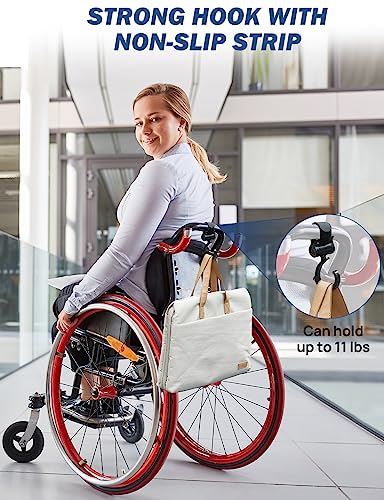 JOYTUTUS Wheelchair Cup Holder, Rollator Cup Holder, 4 Flexible Tabs with Hook Drink Holder for Walker, Scooter, Stroller, Mobility