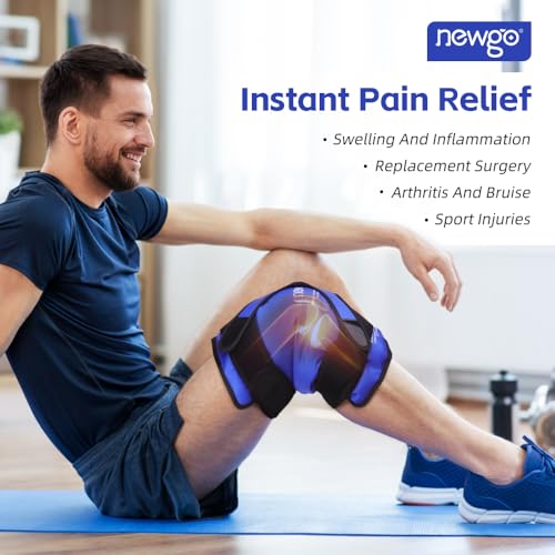 NEWGO Ice Pack for Knee Injuries Reusable, 360° Full Wrap, XL, Blue - color: XL Blue 1-pack
