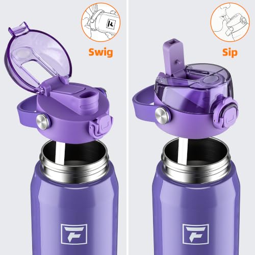 Fanhaw 24oz Stainless Steel Water Bottle with 2-in-1 Lid, Lilac - color: Lilac