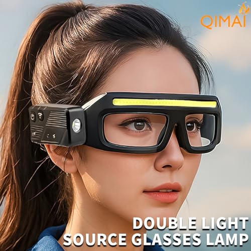 LED Glasses Rechargeable Headlight with Motion Sensor and Touch Control, 5 Modes USB C Lighted Glasses for Night Running,Camping, Fishing, Cycling, Hiking, Hands-Free Lighting (Yellow) - color: Yellow
