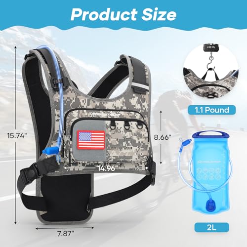 Maelstrom Hydration Running Vest with 2L Water Bladder for Men Women - color: Camo