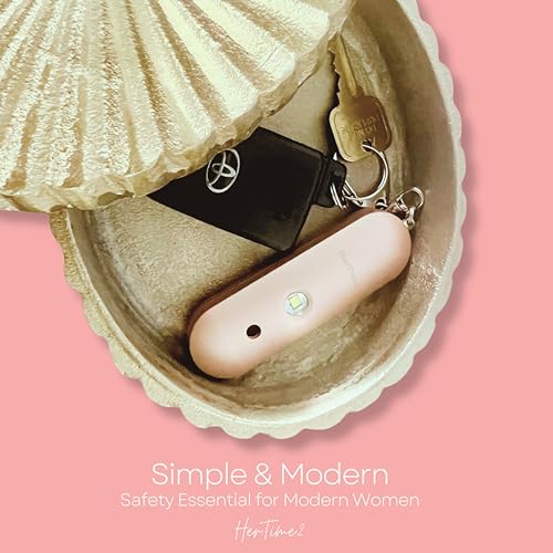 HerTime2 Personal Safety Alarm for Women - Loud Self Defense Siren, Waterproof Keychain with Strobe Light - Battery Powered, Rose Gold - color: Rose Gold, style: Battery Powered
