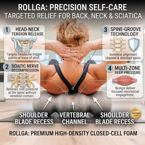 Rollga LITE - Soft Density Ergonomic Foam Roller for Exercise & Back Pain - color: White