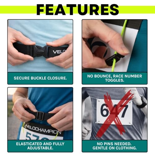 VeloChampion Triathlon Race Number Running Belt, Medium, 1 Pack - size: Medium