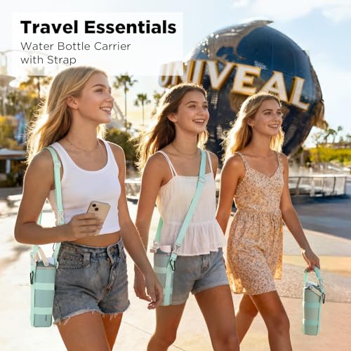 EasyAcc Water Bottle Holder Strap Sling, for Owala FreeSip 24 32 40 oz, Hydro Flask, Cirkul, Yeti, Stanley Flip, Universal Water Bottles, with Carabiner, for Walking Curise Travel (Bottle Excluded) - color: Eucalyptus