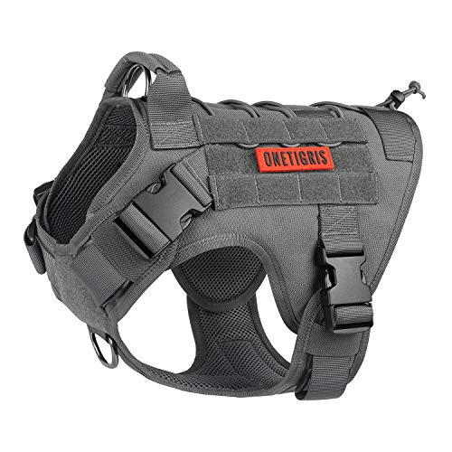 OneTigris Tactical Dog Harness Vest No-Pull Service Dog Vest for Small Dogs - color: Grey, size: Small