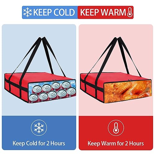 Insulated Pizza Delivery Bag for Carry Hot, 20" x 20" x 6", Red, 1Pk - color: Red, size: 20 x 20 x 6 inches