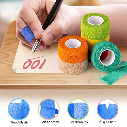 12 Pack Self Adhesive Bandage Wrap, 1" x 5 Yards, Cohesive Athletic Tape - size: 1x180 Inch (Pack of 12)