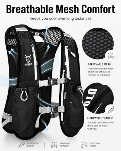 UTOBEST Running Vest Lightweight Hydration Vest Pack 5L UTR104 - color: Green Vest 5L - Only Vest