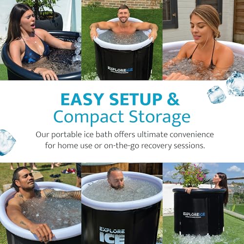 Explore Ice Bath Pro Max XL Cold Plunge Barrel Tub, Black/White, 100 Gallon
