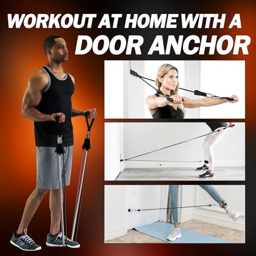 WHATAFIT Resistance Bands with Handles, 150 lb Exercise Bands Set - color: Gray