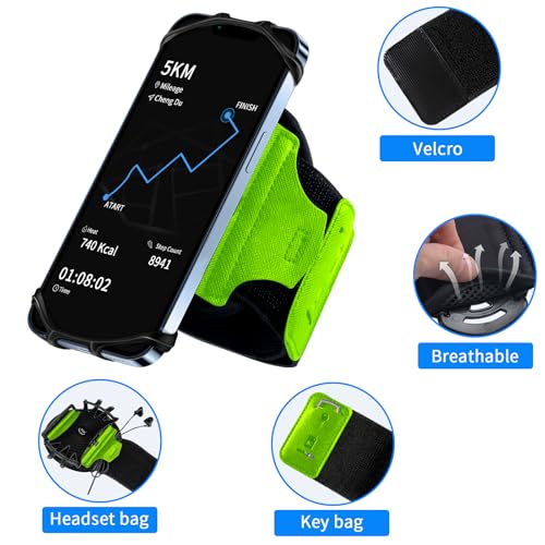 Wristband Phone Holder for 4''-6.5''Phone, 360°Rotation & Detachable