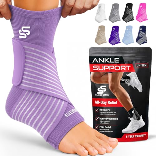 Sleeve Stars Ankle Brace for Men & Women (Single/M:10"-12"/Light Purple) - color: Light Purple, size: Medium