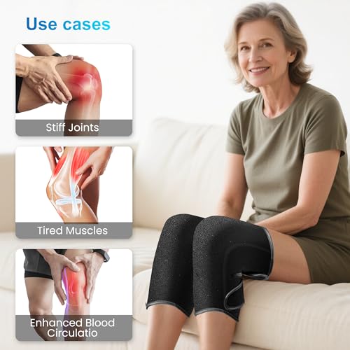 COMFIER Heated Knee Massager with Heat & Vibration, Graphene Knee Heating Pad Wrap, Adjustable Wearable Knee Brace,Electric Knee Warmer for Men Women Seniors - color: Midnight Black