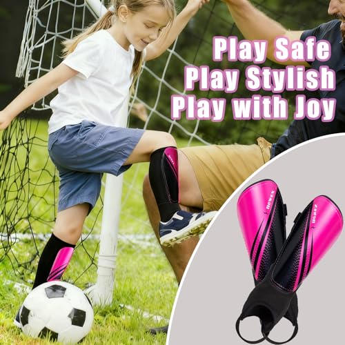 Newox Soccer Shin Guards for Kids Youth Toddler - color: Pink+Black, size: Medium