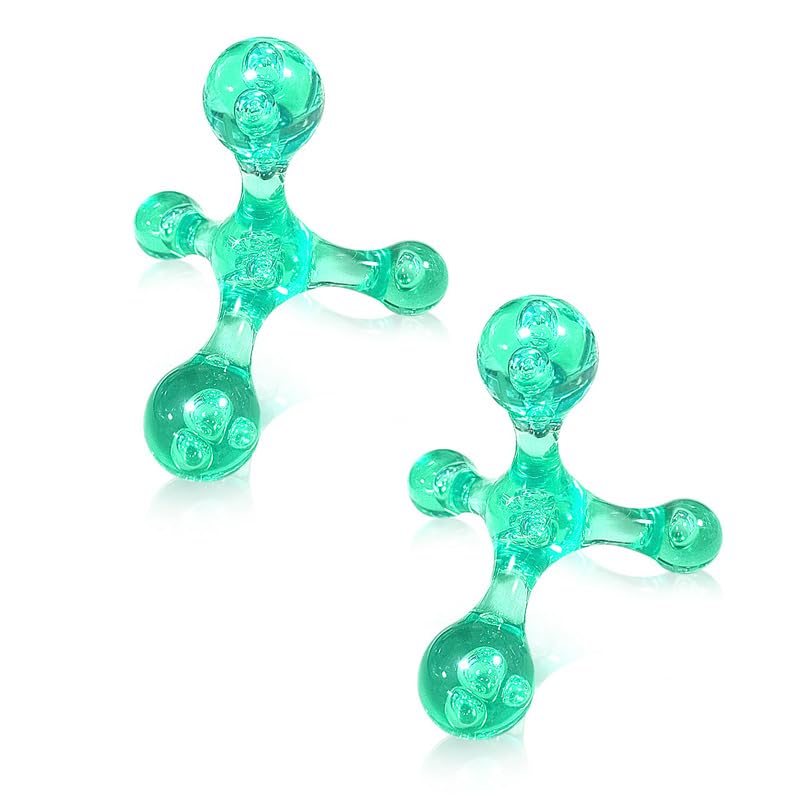 Manual Trigger Point Massage Tool, 2 Pcs 4 Knob Massager Deep Tissue Manual Massager Pressure Point Palm Massage Tool Handheld Back Massagers for Muscle Pain Stress Relief (Green) - color: Green