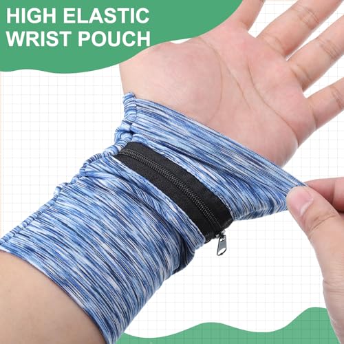 uxcell Wrist Pouch Wrist Wallet Sports Wristband Wallet with Zipper Pocket for Running Jogging Cycling Yoga - color: Blue/Black/Red
