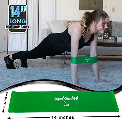 Mini Loop Bands 14x3 in, Latex Free, 3/5/10 Pack Sets - color: h. Green LIGHT Loop Band 5 Pack