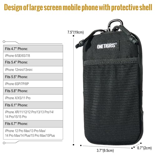 ONETIGRIS Backpack Strap Pouch, MOLLE Phone Holster for Backpack & Belt - color: Pure Black